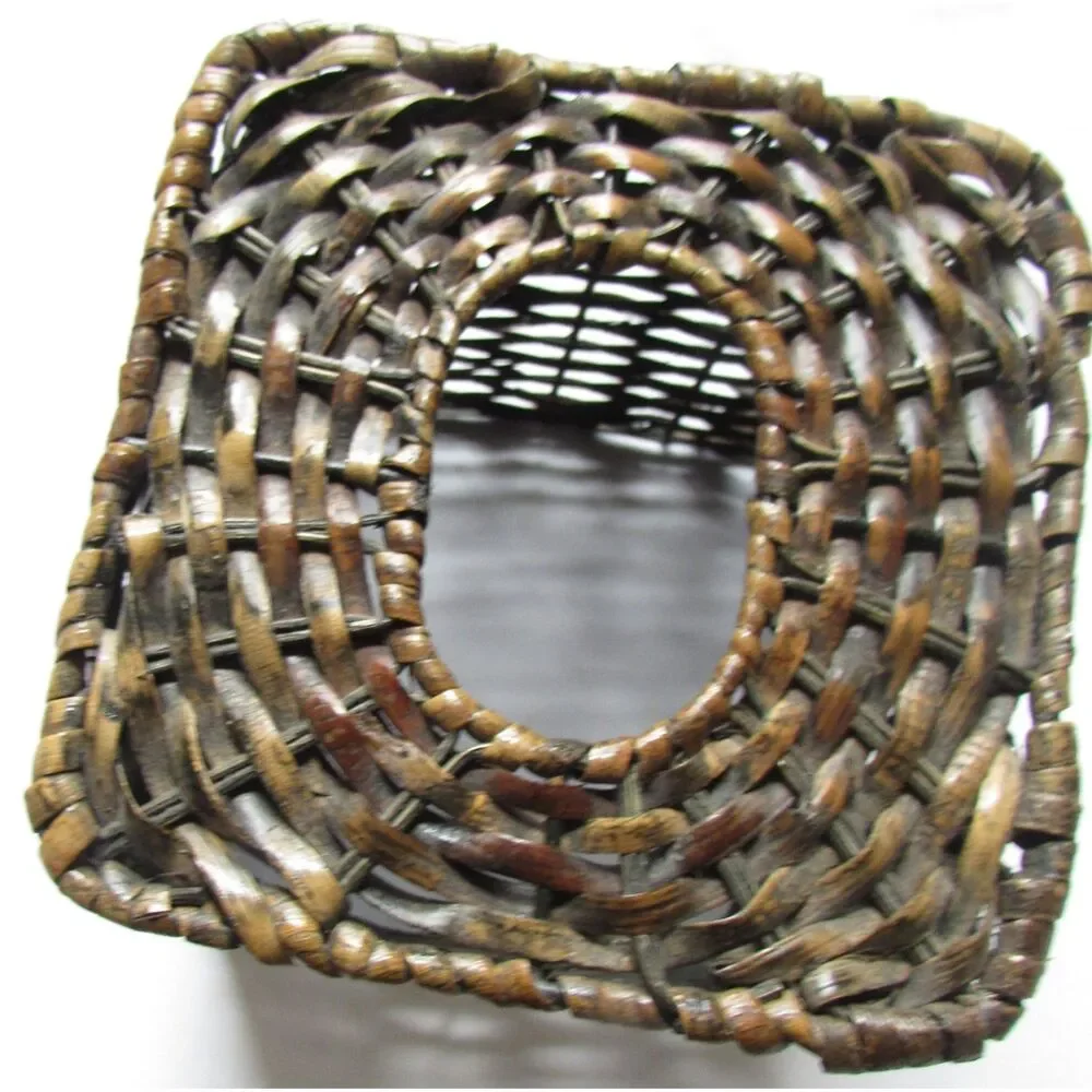 Wicker tissue box holder dark brown metal design